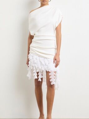 Brandon Maxwell The Kayla Draped Mini Dress in White